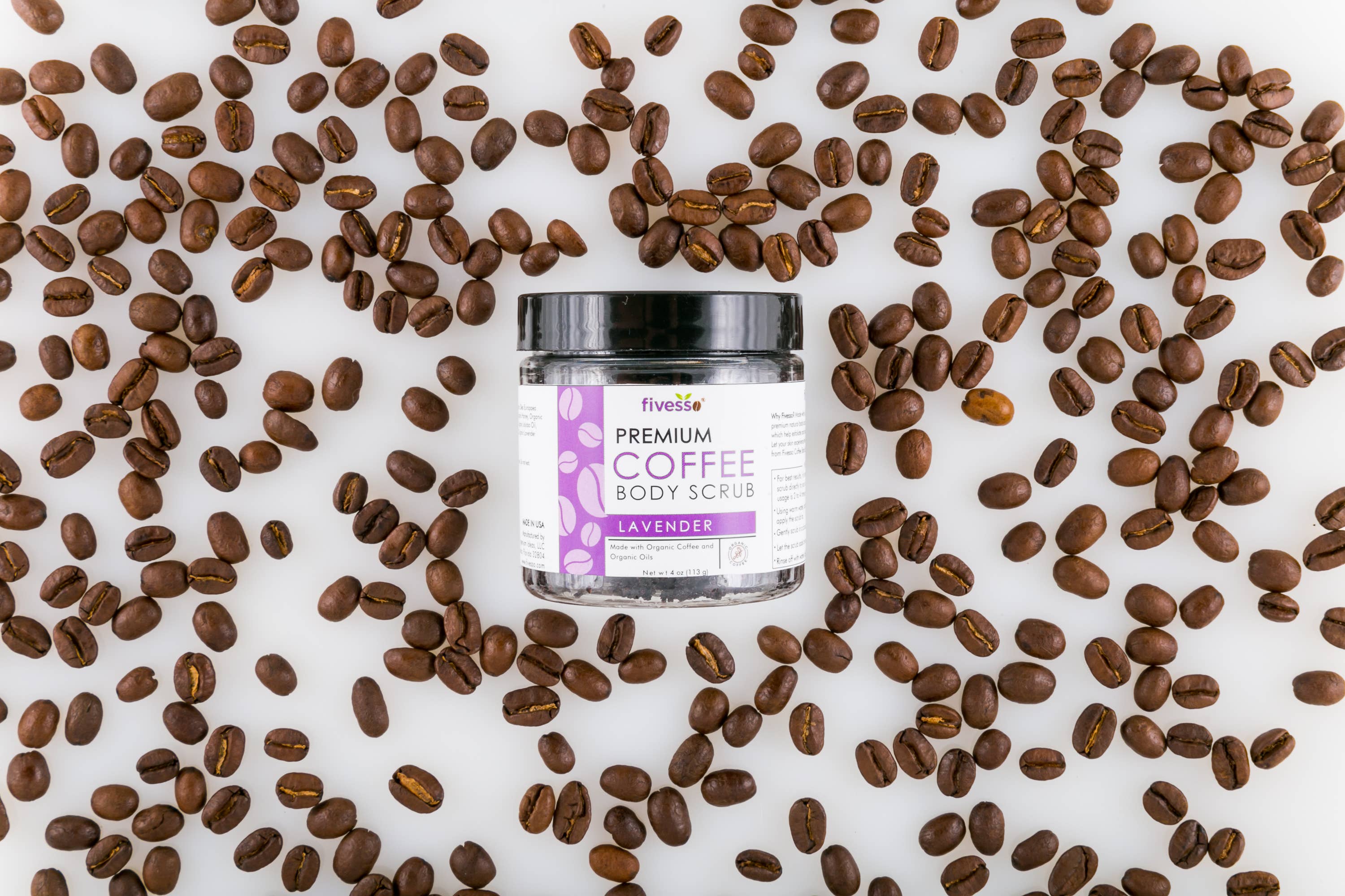 Fivesso - Organic Coffee Skincare - Wholesale Body Scrub/Exfoliant - Fivesso Coffee Body Scrub Variety Pack - Half Dozen4