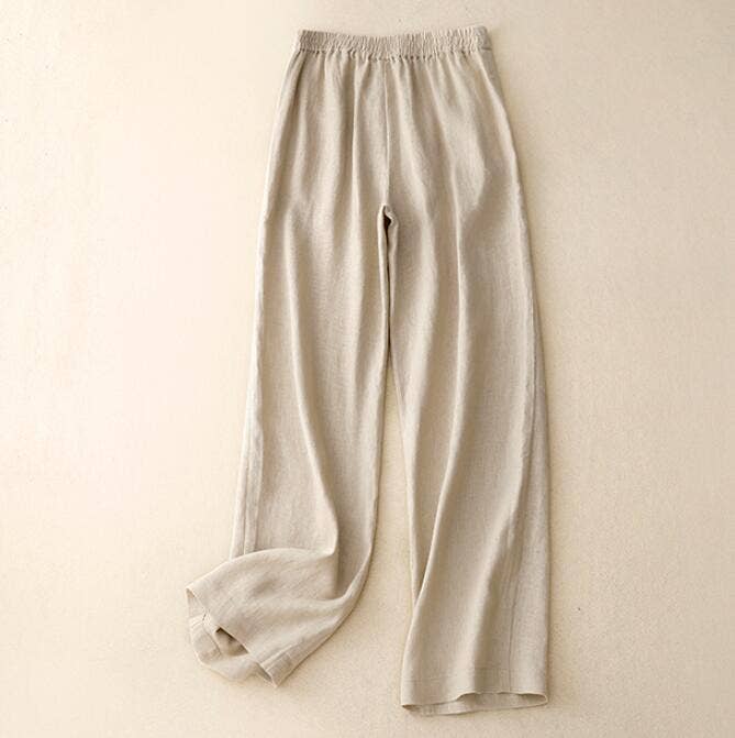 Whisper Mint - Vente Pantalon – femme - Pantalon large en lin pour femme - style décontracté, coupe droite polyvalente5
