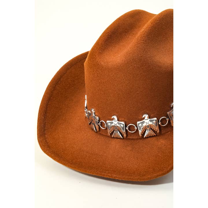 Anarchy Street – Chapéu de cowboy - Mulher por atacado – Chapéu de Cowboy Ocidental com Corrente de Águia3