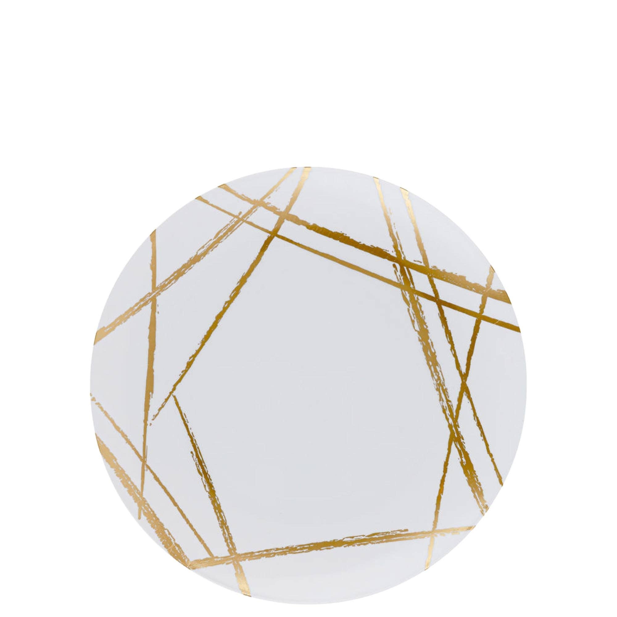 EcoQuality – Großhandel Einwegteller – Geschirr Weiße Einwegteller aus Kunststoff, Gold Brush, Abendessen3