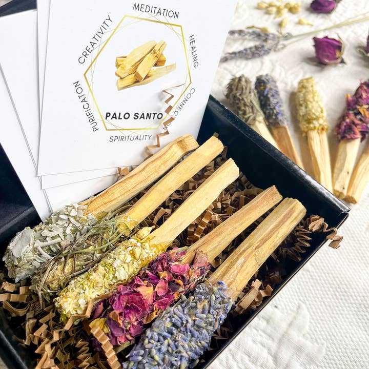 CharlieHaze - Wholesale Incense - Copal Dipped Palo Santo Sticks Rolled In Herbs, Incense Gift