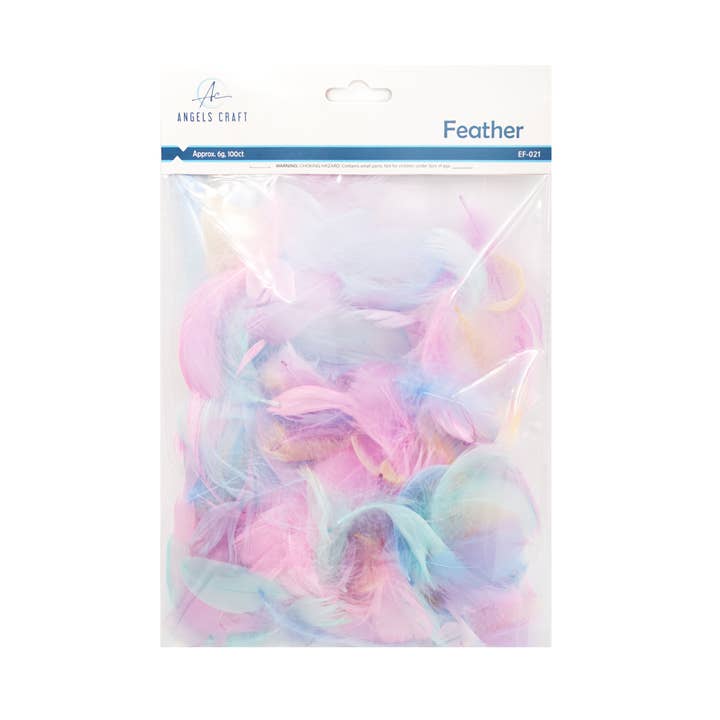 Feathers in Asst. Pastel Colors, Approx. 100-ct for wholesale by Angels Craft