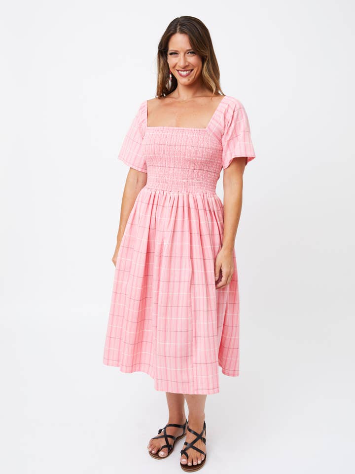 Mata Traders - Wholesale Dress - Women's - Teddy Dress Pink Plaid