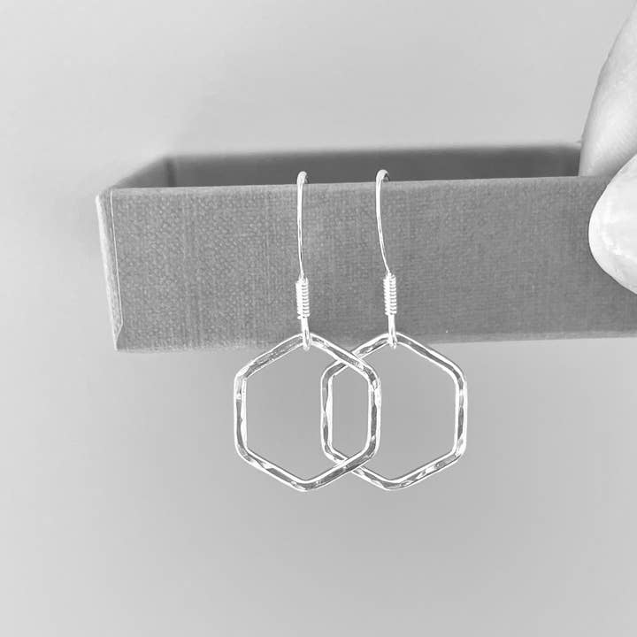 Verve Jewellery - Wholesale Dangle Earrings - Sterling silver hexagon earrings2
