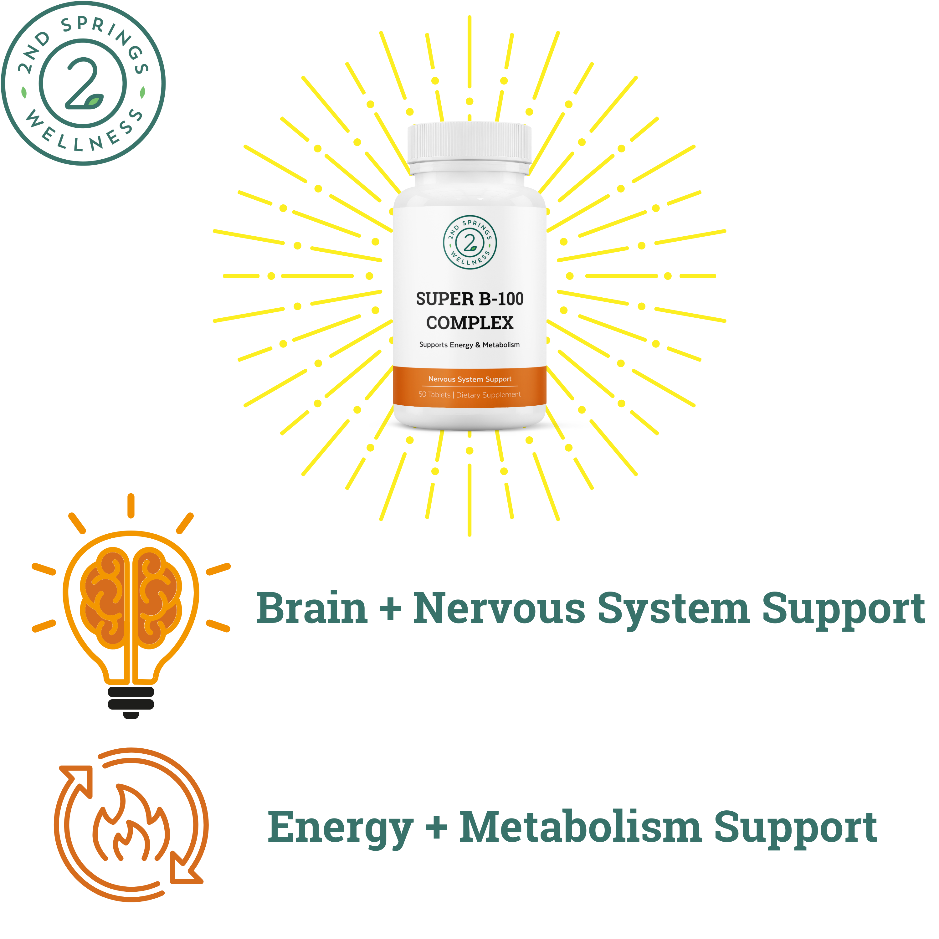 2nd Springs - Wholesale Oral Supplement/Vitamin - 2nd Springs Super B-100 Complex1