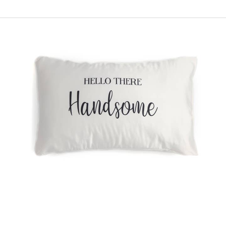 Shiraleah - Wholesale Bedding Pillowcase/Sham - Shiraleah Set Of 2 "Good Morning Gorgeous / Hello There Handsome" Standard Pillow Cases,Ivory3