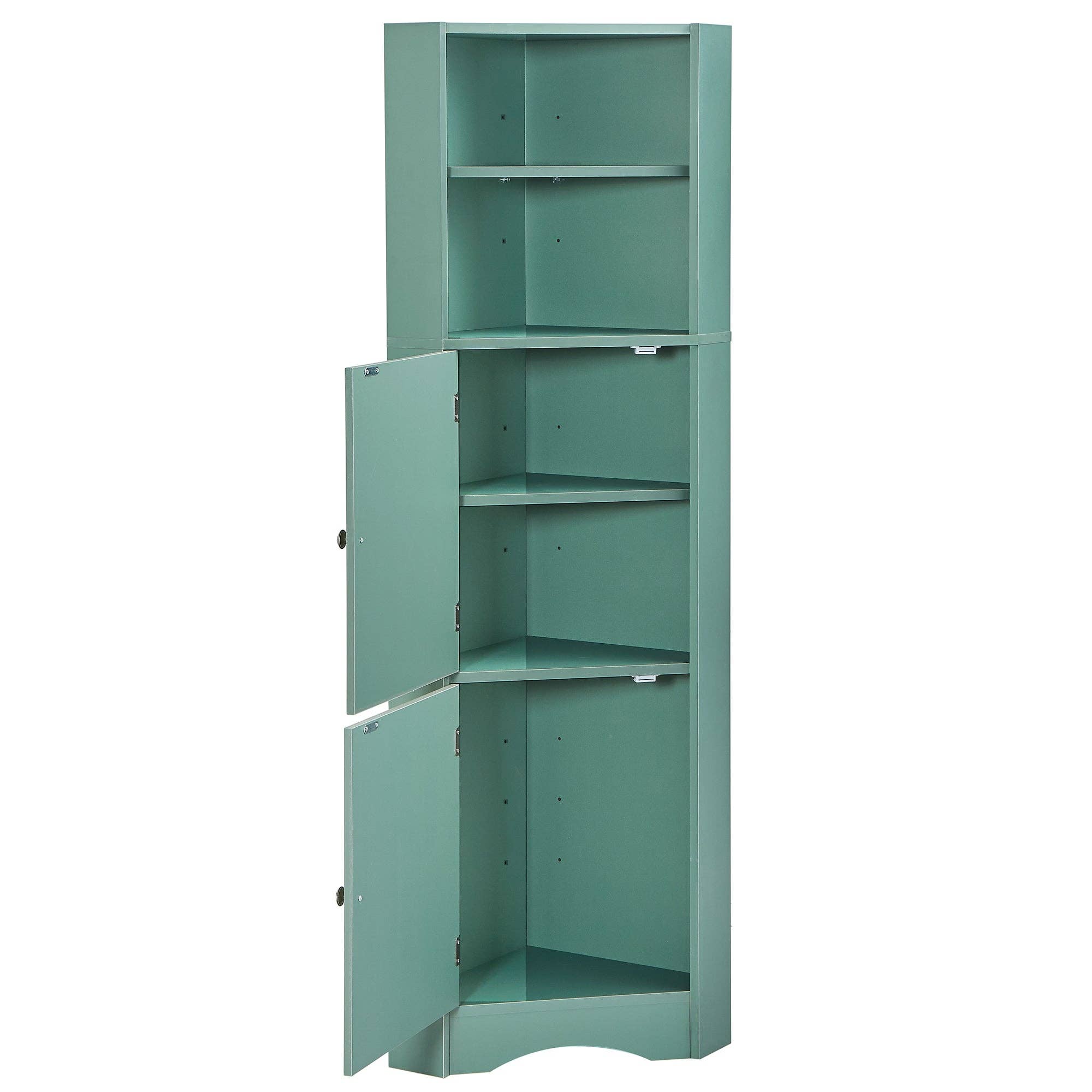 Orange County Decor - Wholesale Cabinet - Tall Bathroom Corner Cabinet, Freestanding Storage Cabinet With Doors And Adjustable Shelves, Mdf Board, Green Green Mdf11