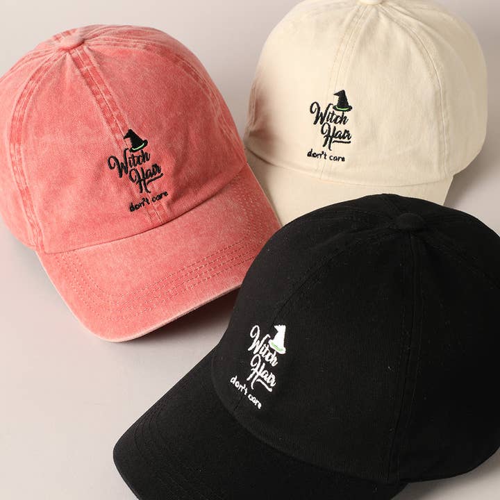 Heksenhoed Don't Care Baseballpet met borduursel voor wholesale door Fashion City