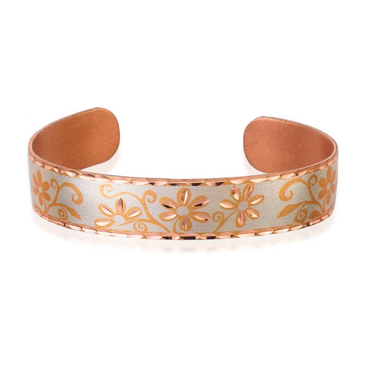BNS 09SP sølv blomst smal Design armbånd for engroshandel hos COPPER ARTS INC.