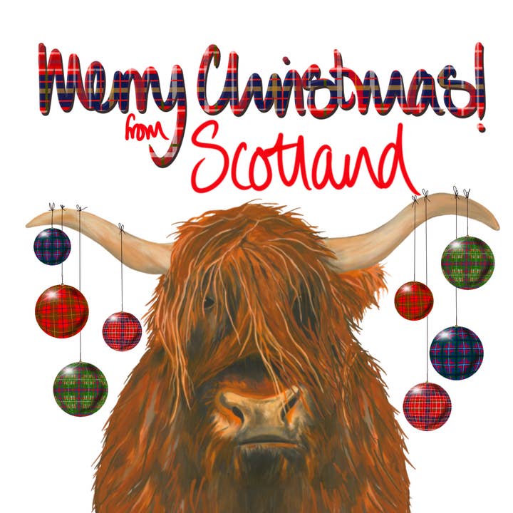 Christmas Card - from Scotland - Highland Cow for wholesale by F and B Cards
