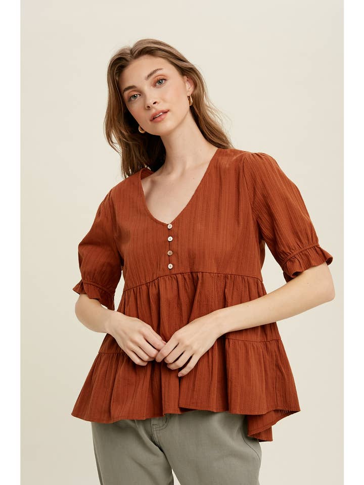 BABYDOLL WOVEN TOP / WL20-5039 for wholesale by Wishlist Apparel