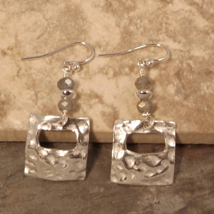 Felicity Jewelry Designs - Wholesale Dangle Earrings - Hammered Silver Gemstone Earrings1