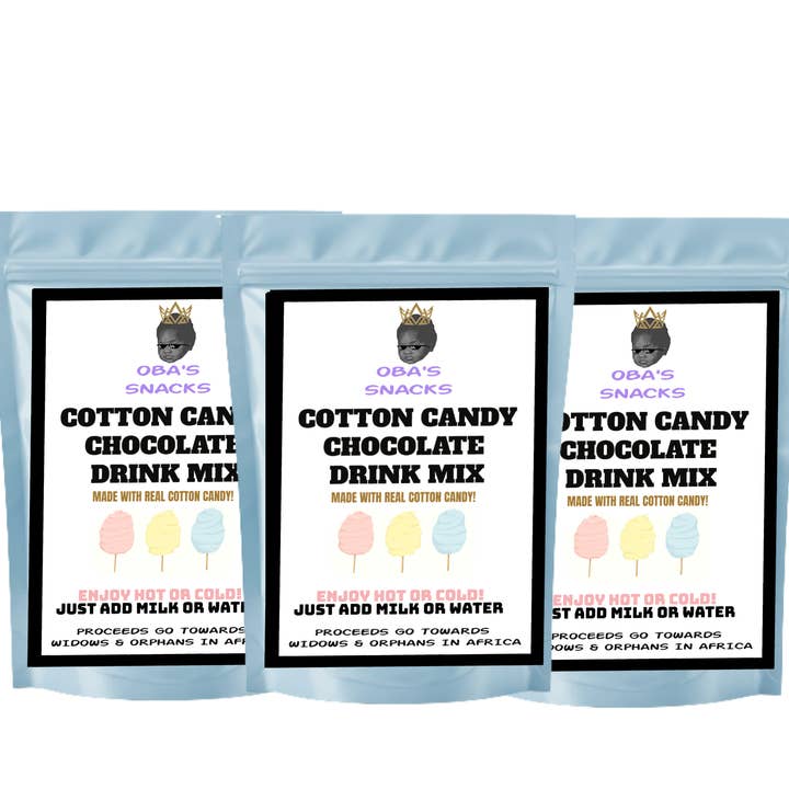 Premium Chocolate Drink Mix- Cotton Candy- 3 Pack-VEGAN for wholesale by Oba's Snacks