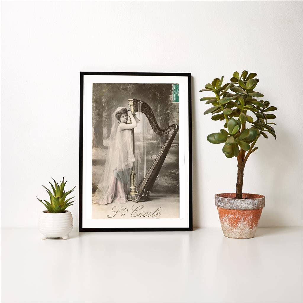 Found Image Press - Wholesale Art Print - Art Print MS-160 St. Cecile Posing with Harp1
