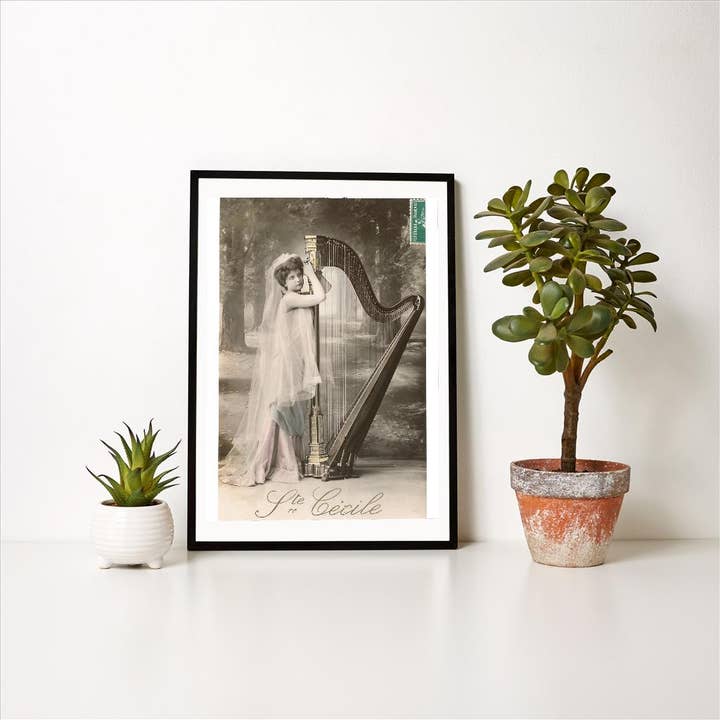 Found Image Press - Wholesale Art Print - Art Print MS-160 St. Cecile Posing with Harp1