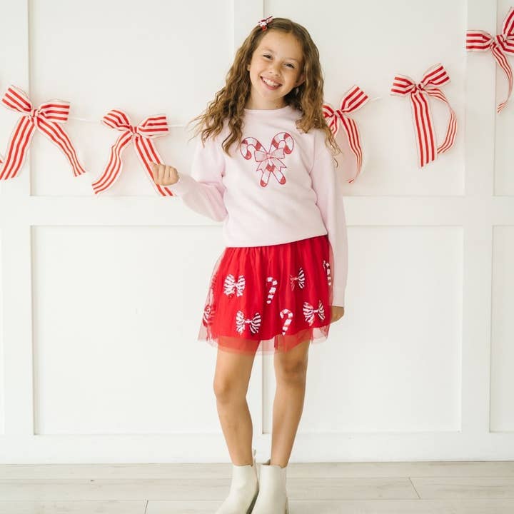 Sweet Wink - Wholesale Sweatshirt - Kids - Candy Cane Patch Christmas Sweatshirt - Kids Clothing1