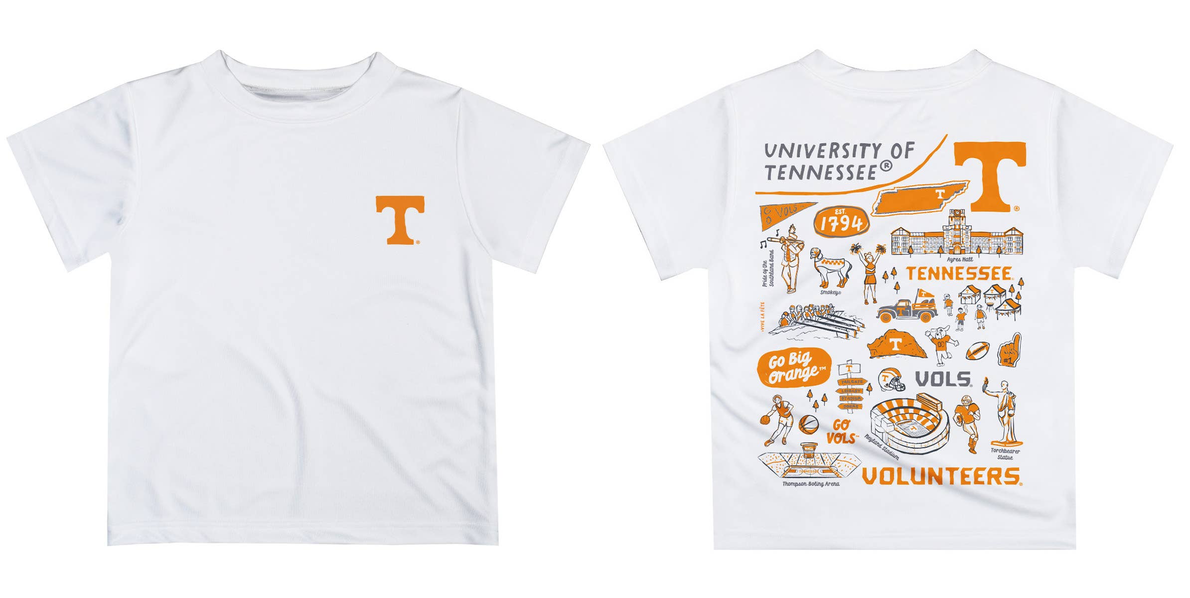 Vive La Fete - Wholesale Screen Printed T-Shirt - Kids - Tennessee Vols Hand SketchedImpressions Boys T-Shirt4