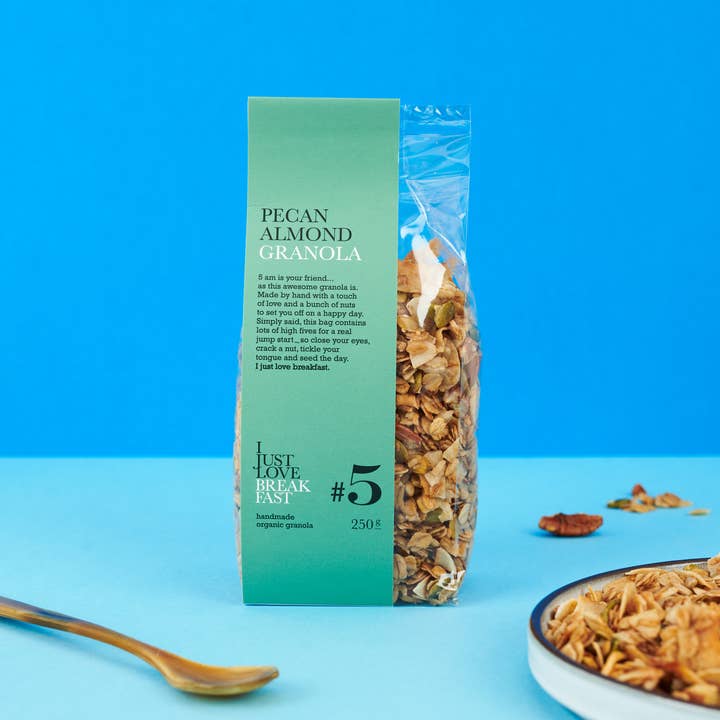 #5 Pecan Amandel Granola 250g voor wholesale door i just love breakfast