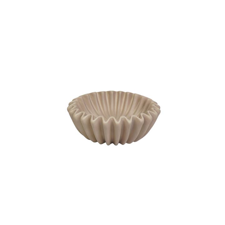 Housevitamin bv - Wholesale Decorative Plate/Dish/Bowl - Bowl- Pleated Bowl - Ceramics- Taupe- 20x20x7 cm