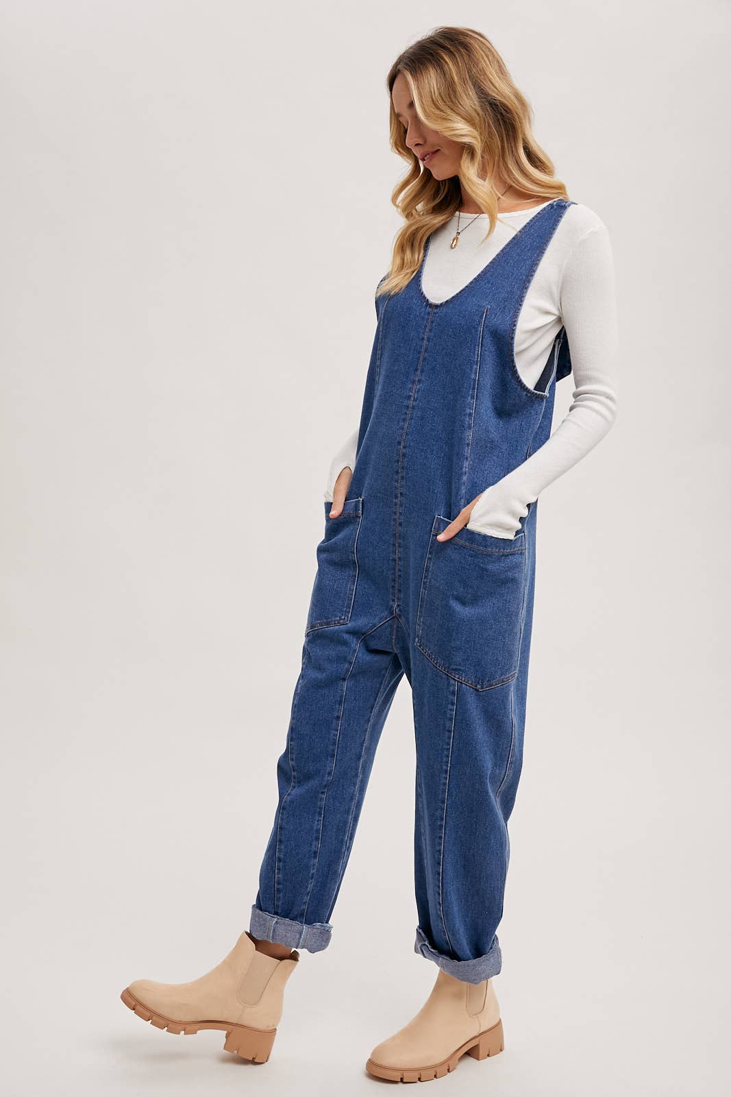 Bluivy - Wholesale Jumpsuit - Women's - DENIM JUMPSUIT IN A RELAXED FIT WITH HAREM LEGS7