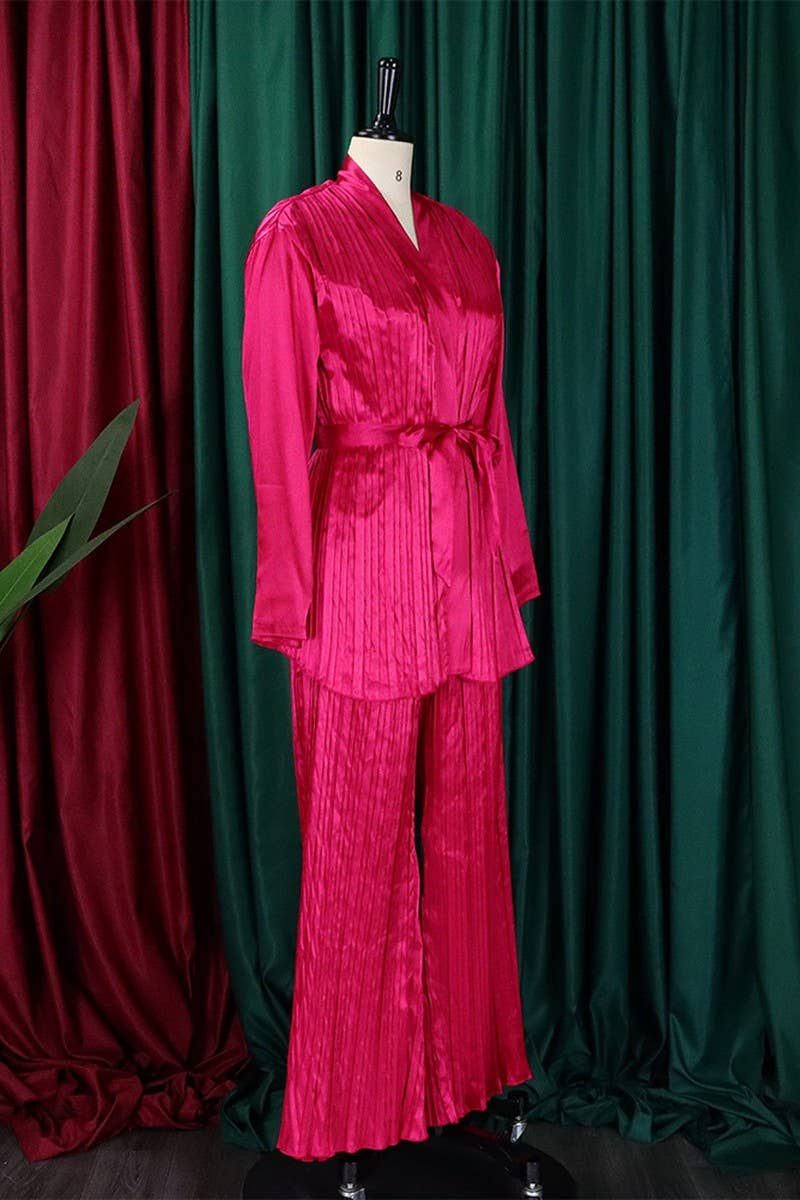 NINEXIS - Wholesale Top & Pant Set (NOT Loungewear) - Women's - CWSTB0523_PLUS SIZE  LACE UP SHIRT  TROUSERS TWO-PIECE SET8