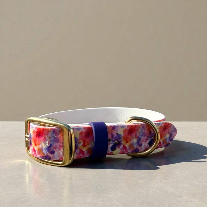 Floral Printed Biothane Collar for wholesale by Barking Fancy