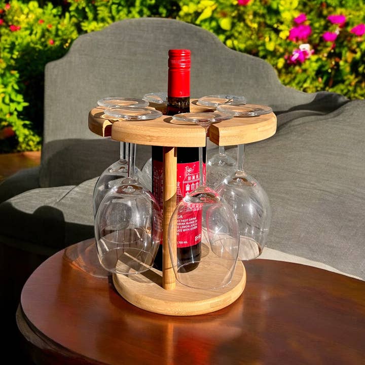 Bamboo Switch - Wholesale Wine Glass - Bamboo Wine Glass and Bottle Holder | Circle