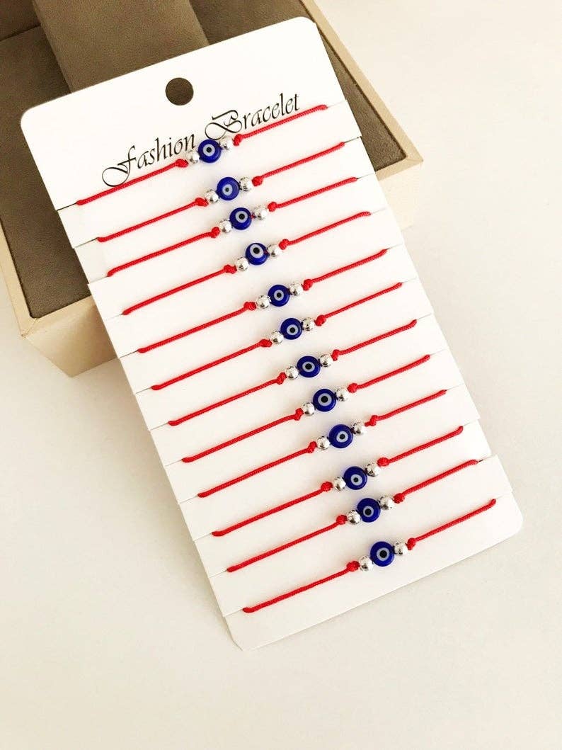 Evileyefavor - Vente Bracelet de perles - Bracelet de perles mauvais œil, bracelet à cordes rouges réglable, mauvais œil turc1