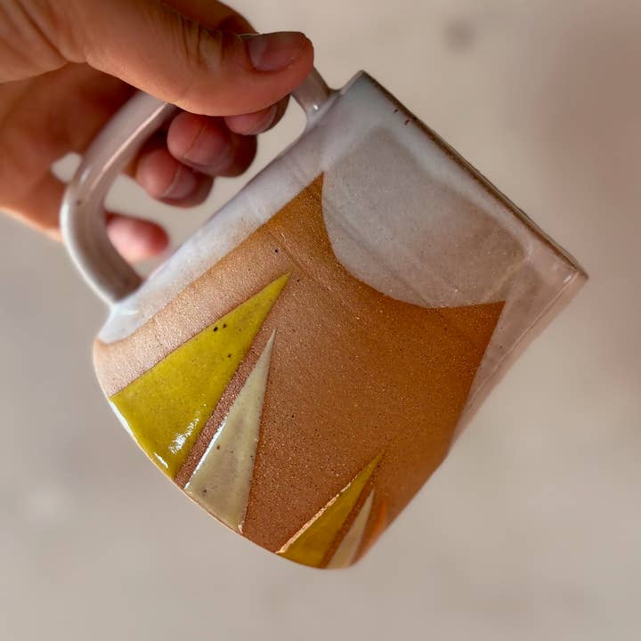 ROB Ceramics - Wholesale Coffee Mug - Triangles Geometric Mug Handmade Ceramic