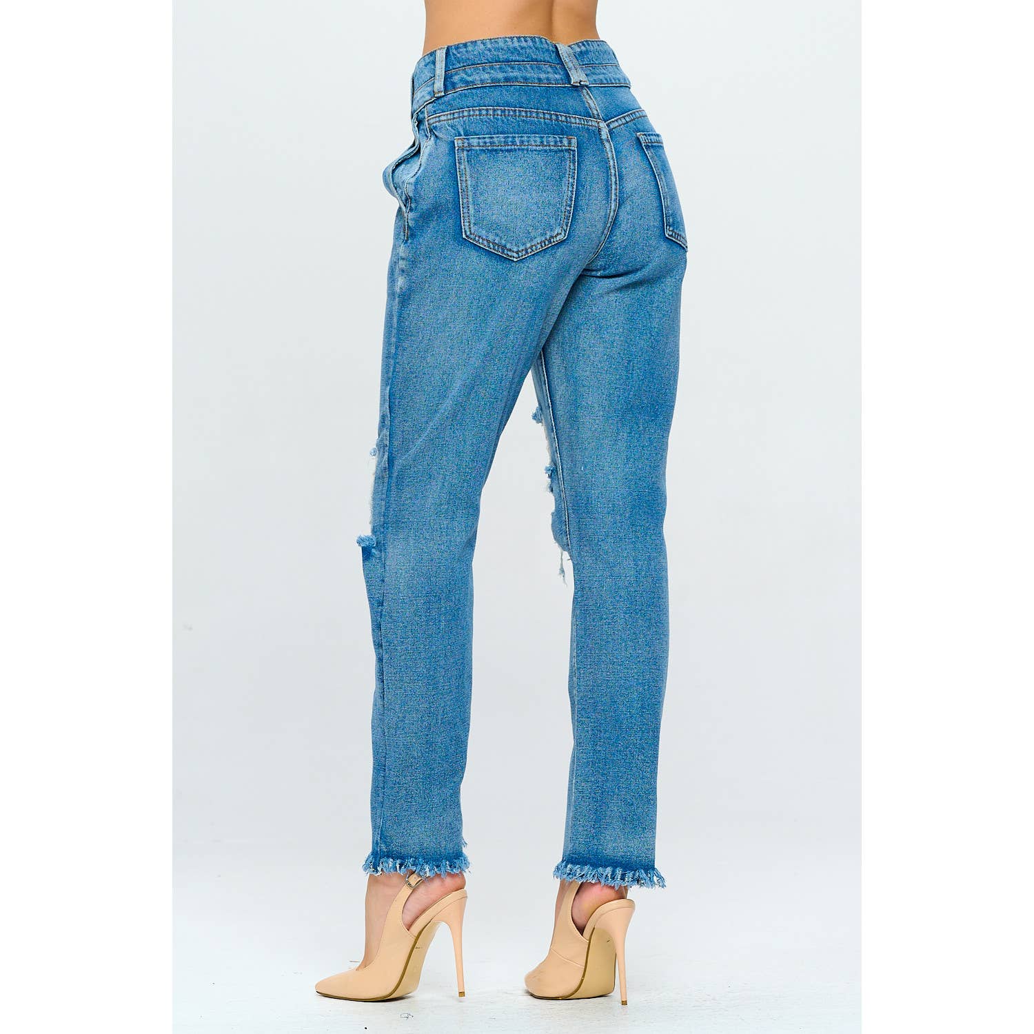 Blue Turtle - Wholesale Jeans - Women's - Fringe 90's High Rise Mom Jean Double Waistband Med DH21072
