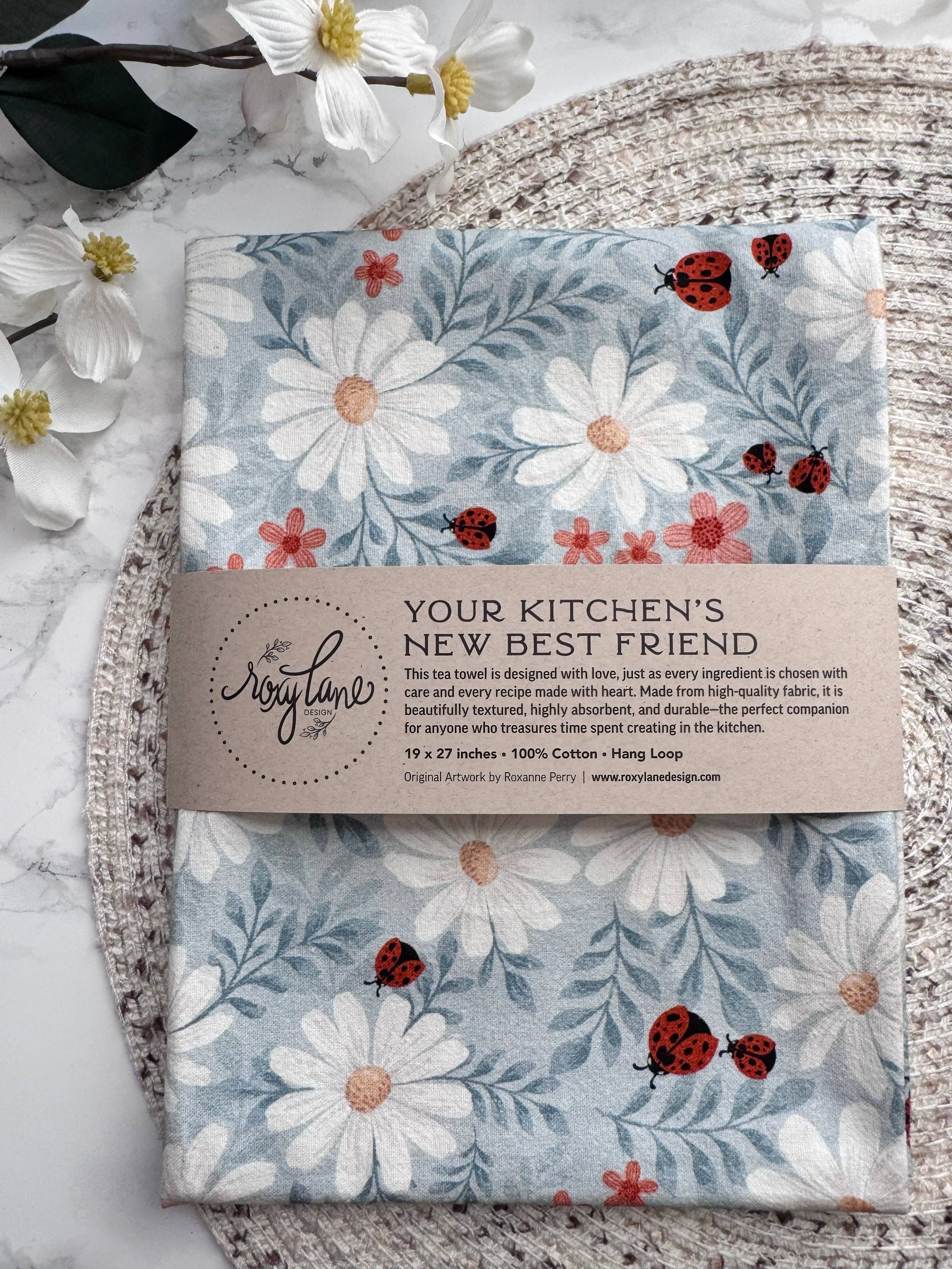 Roxy Lane Design - Wholesale Tea Towel - Tea Towel - Ladybug Lane - Light Green - 19 x 27"2