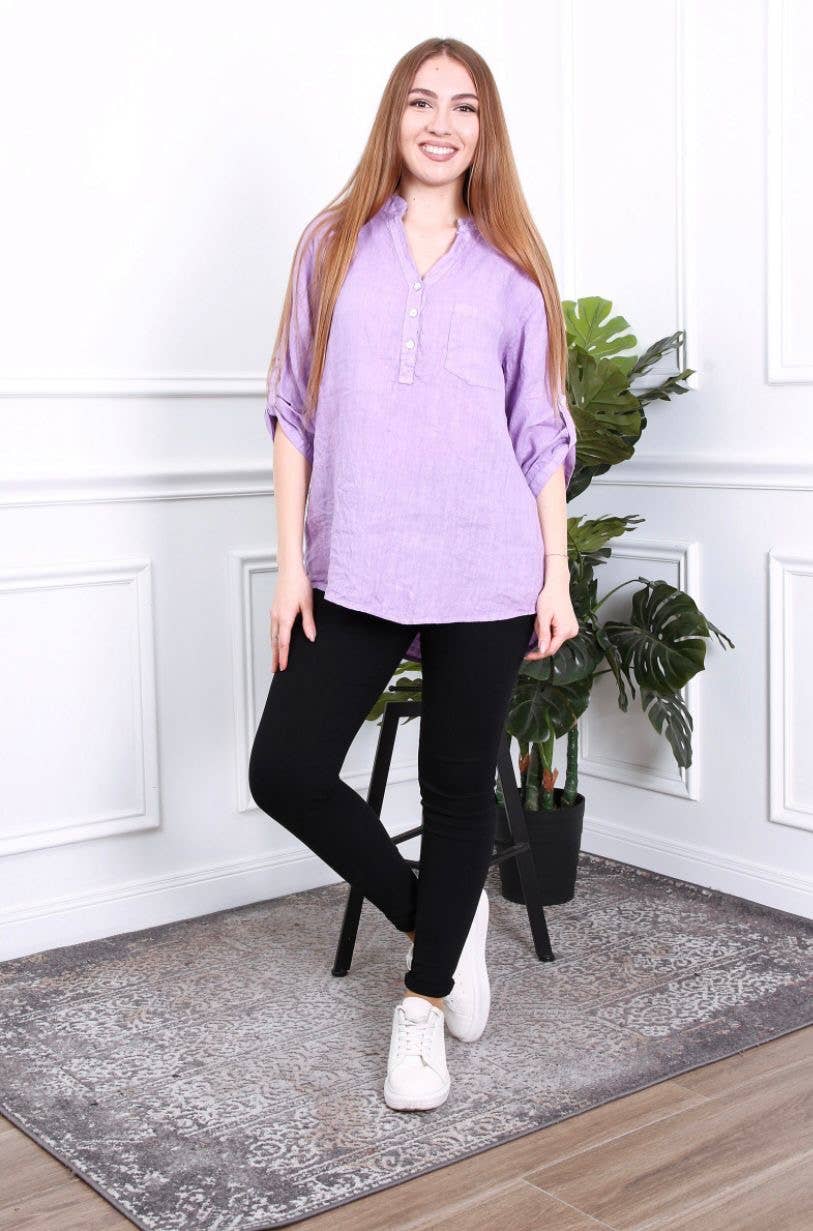 LÉA & LUC - Wholesale Button Down Shirt - Women's - 100% Linen Blouse REF. 636778