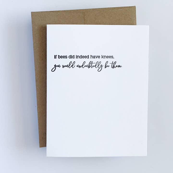 Bees Knees Letterpress Greeting Card for wholesale by Blue Leaf Design Co.
