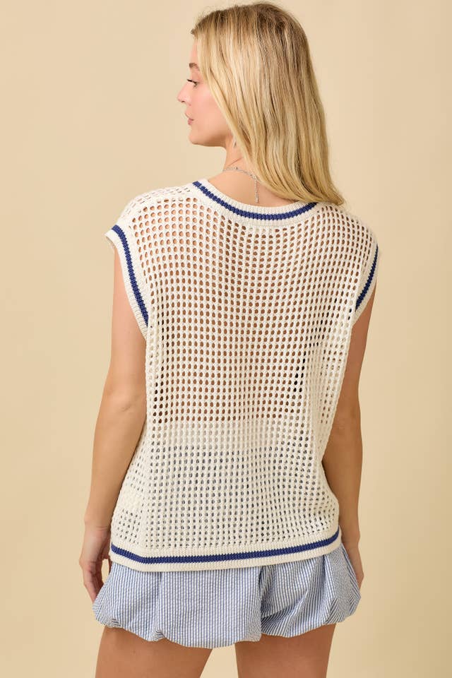 Main Strip - Wholesale Knit Top - Women's - American Flag Crochet Sleeveless Top