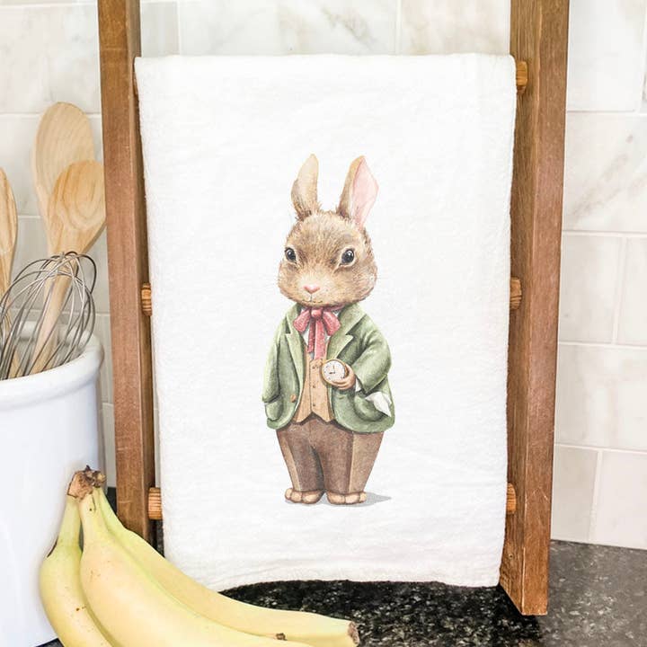 Fairytale Mr. Rabbit - Cotton Tea Towel for wholesale by Indigo Tangerine