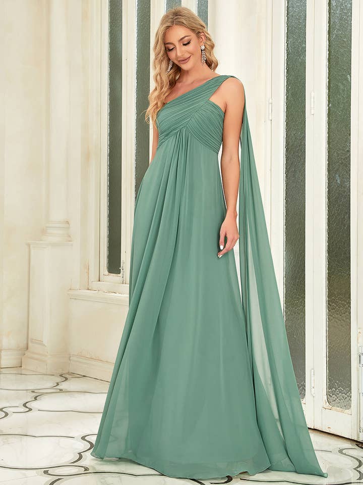 Ever-Pretty - Wholesale Gown – Women's - Elegant Pleated One-Shoulder Bridesmaids Dress36