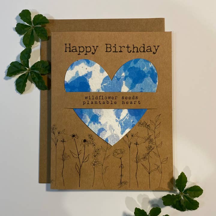The Raven’s Edge Studio - Wholesale Birthday card - Wildflower Seed Heart Birthday Card: Plantable, Eco Friendly