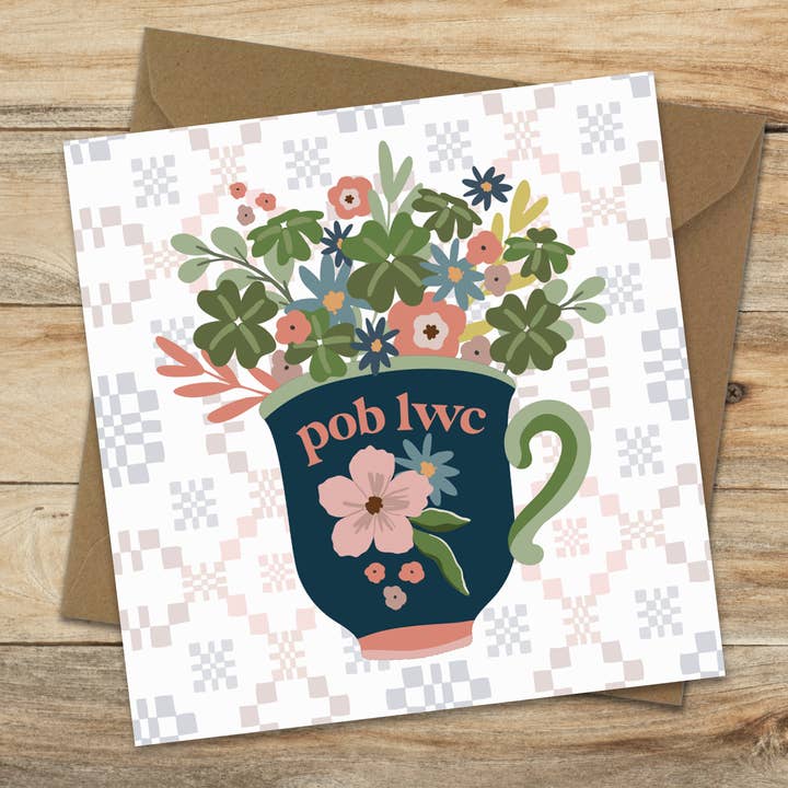 A Cup of Luck Welsh Good Luck Card for wholesale by Max Rocks