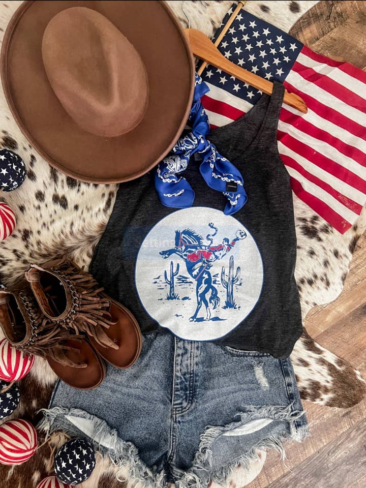 Desert Rodeo Tank (Charcoal) for wholesale by Arrow F Apparel