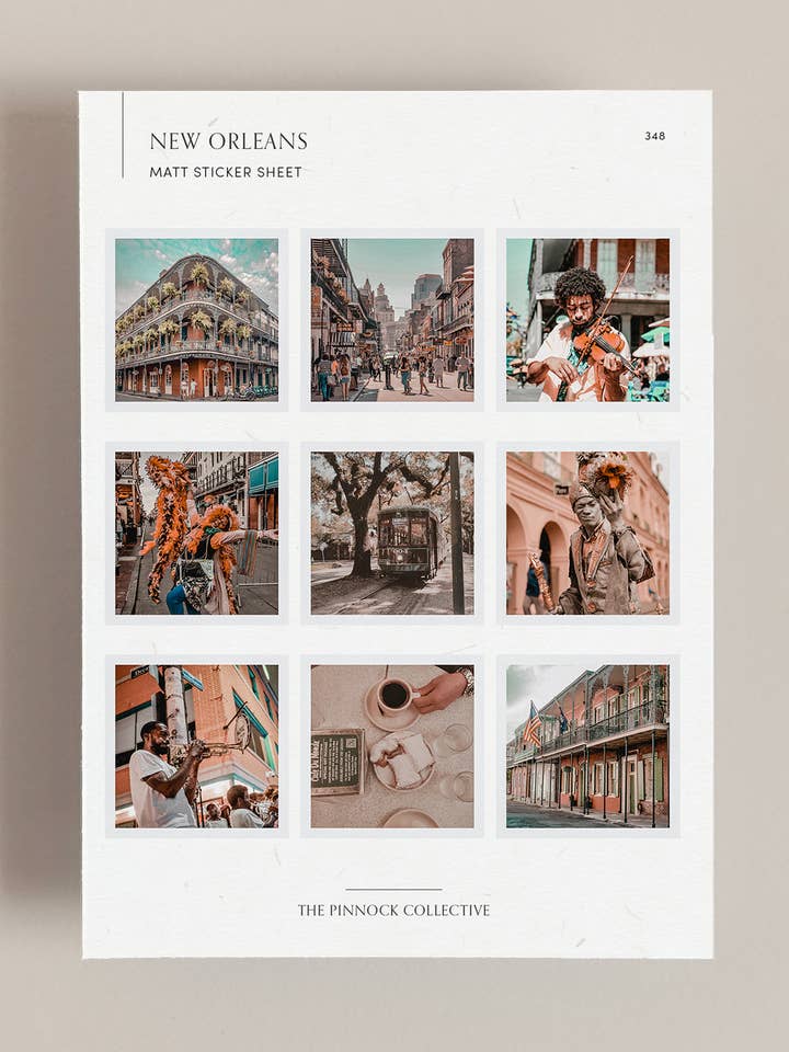 New Orlean's Themed Sticker Sheet for wholesale by The Pinnock Collective