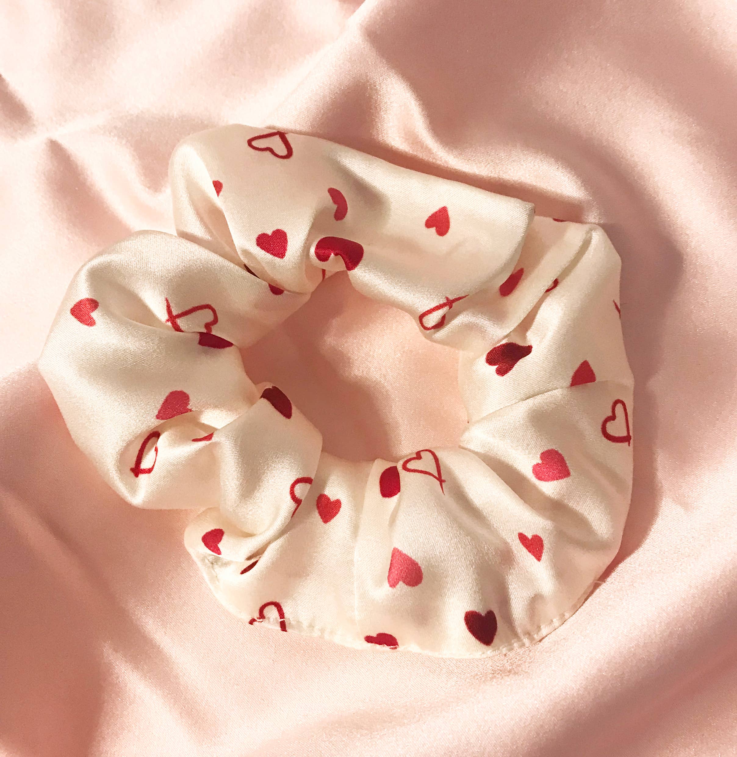 Mille Saisons – wholesale Scrunchie - Women’s – Heart Print Mulberry Silk Astrid Scrunchie- Sewn in the UK