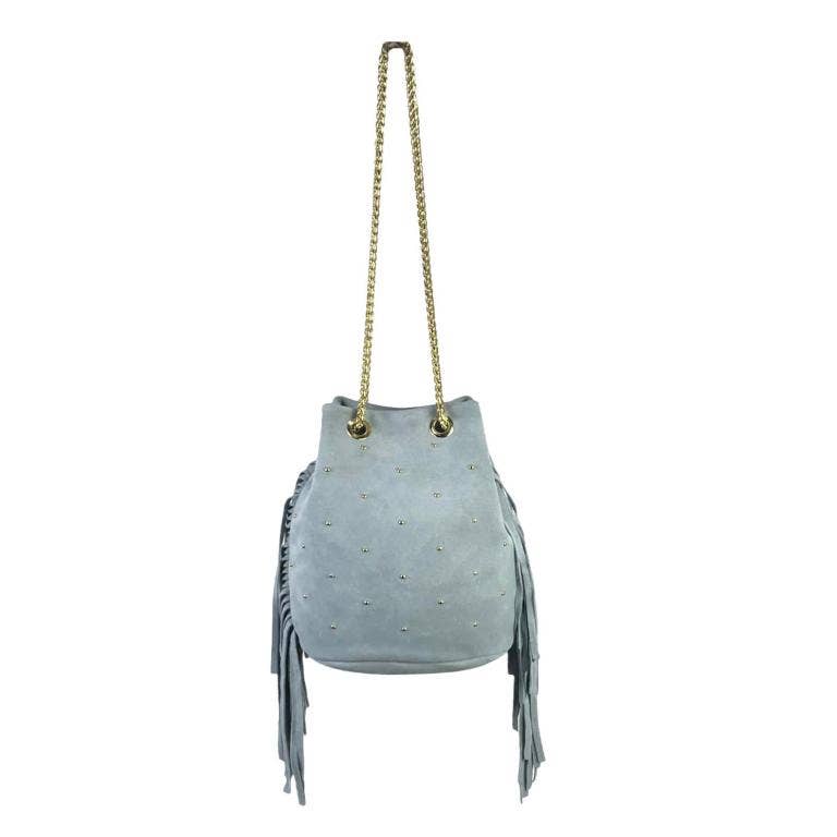 Chenson & Gorett - Wholesale Shoulder Bag - Women's - Women's Leather Bag with Side Fringe and Studs. Sales9