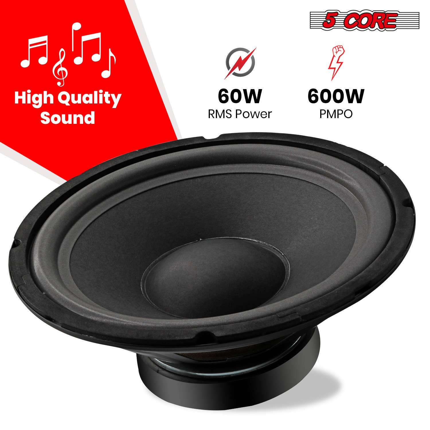 K Cube Inc - Wholesale Speakers - 5Core 10" Subwoofer Pair 600W Car Audio 4Ohm Speaker1