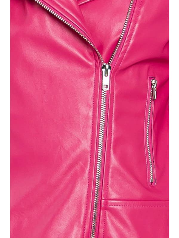 HOT PINK PU LEATHER RIDER JACKER - FT30839 for wholesale on Faire8