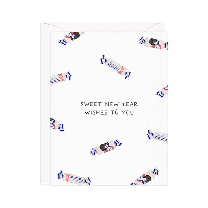 Amy Zhang - Wholesale New Year's Card - Sweet White Rabbit — Candy Pun Chinese Lunar New Year Card