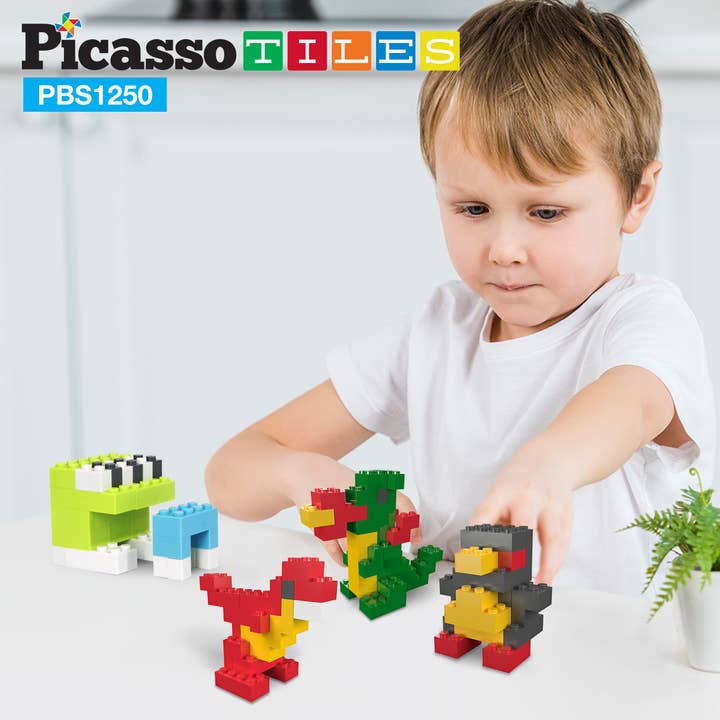 PicassoTiles - Wholesale Building Set - Kids - PicassoTiles 1250pc Brick & Magnetic Tile Building Set4