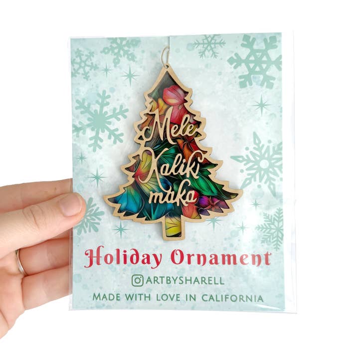 Art by Sharell - Wholesale Ornament - Mele Kalikimaka Hawaiian Ornament