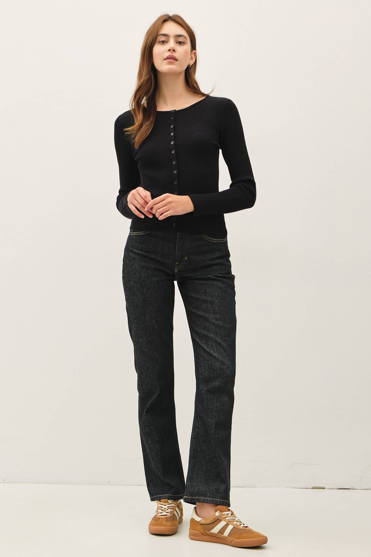 Be Cool - Wholesale Cardigan - Women's - RIBBED BUTTON UP CARDIGAN 1