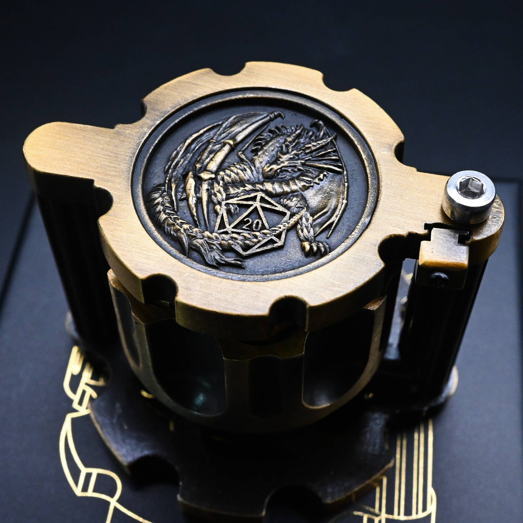 Tabletop Dominion Limited - Wholesale Dice - Hexchamber | Bullet Dice set and Revolver Holder | Gold3