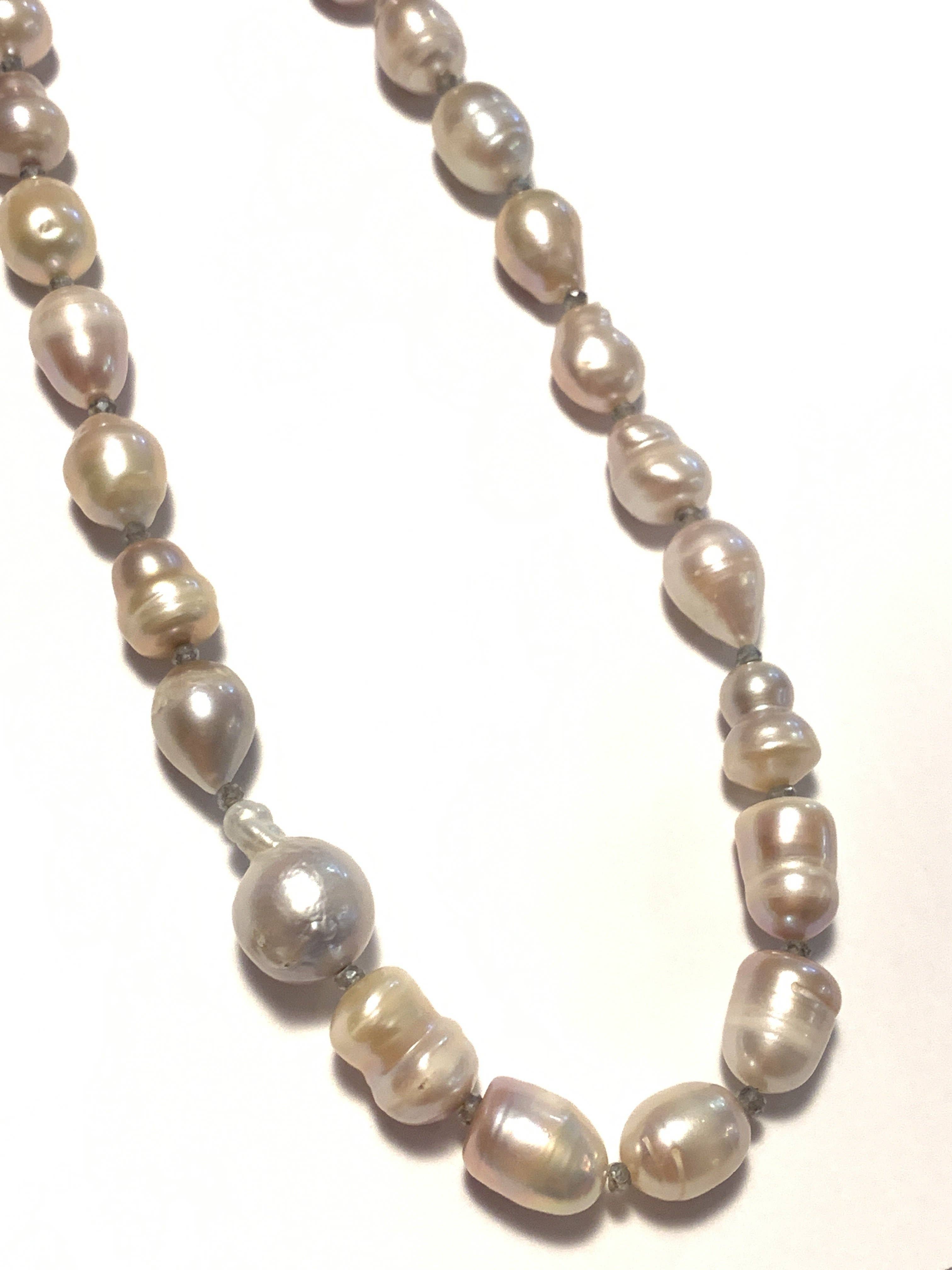 Solid Design Studios - Wholesale Beaded/Pearl Necklace - Peach Freshwater Pearl Necklace With Labradorite2
